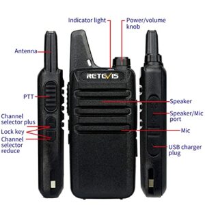 Retevis RT22 Walkie Talkies (6 Pack) with 2 Way Radio Headset (6 Pack), Rechargeable Hands Free 2 Way Radio, with 6 Way Multi Gang Charger, Walkie Talkie Adjustable D-Shaped Headset with PTT