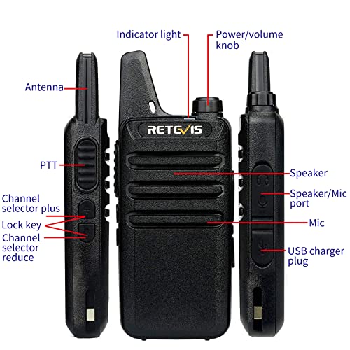 Retevis RT22 Walkie Talkies (6 Pack) with 2 Way Radio Headset (6 Pack), Rechargeable Hands Free 2 Way Radio, with 6 Way Multi Gang Charger, Walkie Talkie Adjustable D-Shaped Headset with PTT
