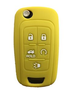 kawihen silicone key fob cover compatible with chevrolet chevy camaro cruze equinox impala malibu sonic oht01060512 kr55wk50073（yellow）