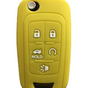 KAWIHEN Silicone Key Fob Cover Compatible with Chevrolet Chevy Camaro Cruze Equinox Impala Malibu Sonic OHT01060512 KR55WK50073（Yellow）