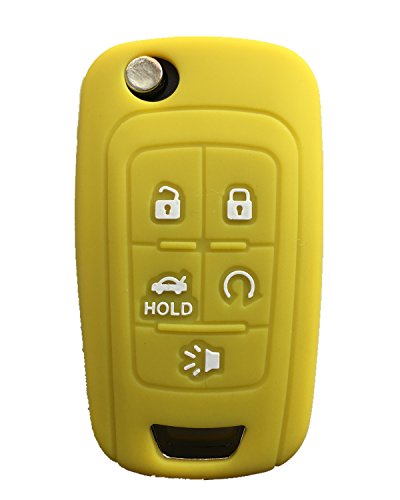 KAWIHEN Silicone Key Fob Cover Compatible with Chevrolet Chevy Camaro Cruze Equinox Impala Malibu Sonic OHT01060512 KR55WK50073（Yellow）