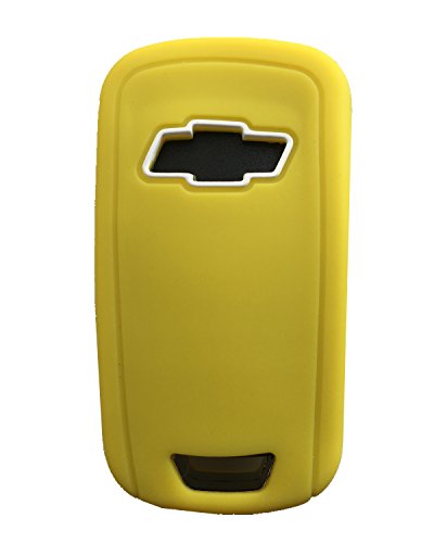 KAWIHEN Silicone Key Fob Cover Compatible with Chevrolet Chevy Camaro Cruze Equinox Impala Malibu Sonic OHT01060512 KR55WK50073（Yellow）