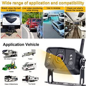 AMTIFO RV Backup Camera Wireless HD 1080P Trailer Bluetooth Rear View Cam System Touch Key 7'' DVR Monitor Split Screen 4 Channels for Truck Camper Adapter for Furrion Pre-Wired RVs A7