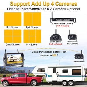 AMTIFO RV Backup Camera Wireless HD 1080P Trailer Bluetooth Rear View Cam System Touch Key 7'' DVR Monitor Split Screen 4 Channels for Truck Camper Adapter for Furrion Pre-Wired RVs A7