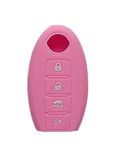 kawihen silicone key fob cover protector compatible with nissan 350z 370z altima armada gt-r leaf pathfinder rogue sentra maxima murano versa cwtwb1u840 285e3-3sg0d(pink)