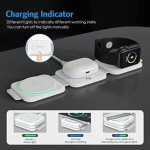 Criacr 3 in 1 Magnetic Foldable Wireless Charger, Wireless Charging Station for Travel, Compatible with iPhone 14/Pro/Max/Plus/13/12, Apple Watch, AirPods Pro