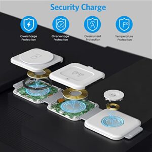 Criacr 3 in 1 Magnetic Foldable Wireless Charger, Wireless Charging Station for Travel, Compatible with iPhone 14/Pro/Max/Plus/13/12, Apple Watch, AirPods Pro