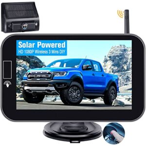 leekooluu solar wireless backup camera hd 1080p rechargeable system 5” monitor 3 mins installation for car truck camper small rv hitch rear view camera lk14