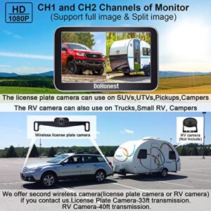 DoHonest Wireless Backup Camera for Trucks Car Pickup Camper Van with 7 Inch Monitor System, HD 1080P Bluetooth Backup Camera 2.4G Stable Digital Signals, Support Add Second RV Rear View Camera-V29