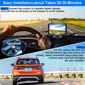 DoHonest Wireless Backup Camera for Trucks Car Pickup Camper Van with 7 Inch Monitor System, HD 1080P Bluetooth Backup Camera 2.4G Stable Digital Signals, Support Add Second RV Rear View Camera-V29