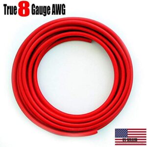 PAKA TOOLS 8 Gauge 25ft Red Power/Ground Wire True Spec and Soft Touch Cable