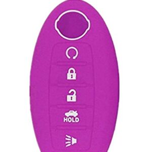 KAWIHEN Silicone Key Fob Cover Fit for Nissan 5 button Armada Murano Maxima Altima Sedan Pathfinder 285E3-3TP5A KR5S180144014（purple）