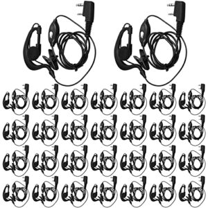 mimorou 30 pairs walkie talkie earpiece with mic 2 pin two way radio ear piece with microphone bulk single wire earhook headset compatible with baofeng uv-5r bf-888s arcshell retevis h-777 rt21 rt22