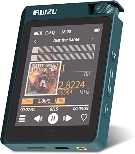 RUIZU 64GB HiFi Lossless MP3 Player with Bluetooth 5.0, DSD High Resolution Digital Audio Player, High-Res Portable Music Player with 2.8 inch Full Touch Screen, Support up to 512GB Micro SD Card