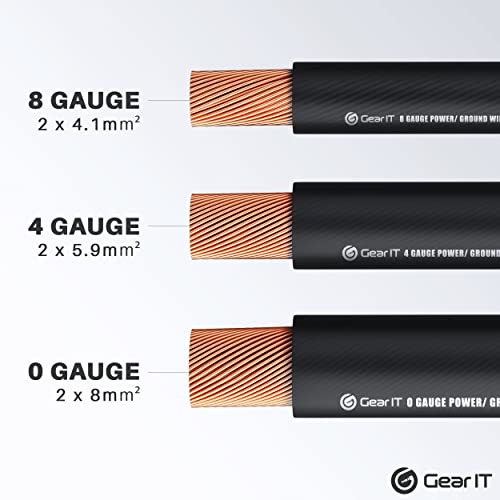 GearIT 4 Gauge Wire (50ft Each - Black/Red Translucent) Copper Clad Aluminum CCA - Primary Automotive Wire Power/Ground, Battery Cable, Car Audio Speaker, RV Trailer, Amp, Electrical 4ga AWG 50 Feet