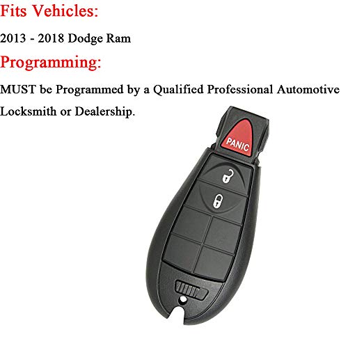 BESTHA Car Key Fob Replacement Keyless Entry Remote Fobik GQ4-53T for 2013-2018 Dodge Ram 1500 2500 3500