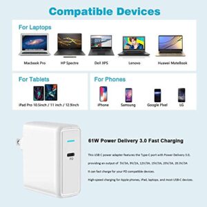 Aiibe USB C Charger Power Adapter 61W Type C Wall Charger Power Delivery 3.0 Fast Charging Block PD Charger for MacBook Pro/Air, Dell XPS, HP, iPad Pro Nintendo iPhone SE 11 12 Pro Max and More