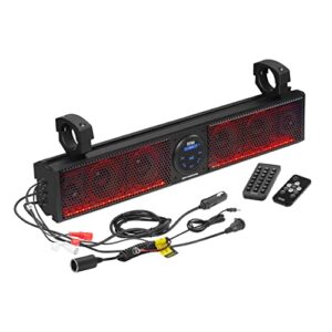 boss audio systems brt26rgb atv utv sound bar system – 26 inches wide, ipx5 rated weatherproof, bluetooth audio, amplified, 4 inch speakers, 1 inch tweeters, usb port, rgb multicolor illumination