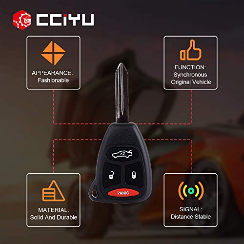 CCIYU Replacement Keyless Entry Remote Control Car Key Fob 1 X 4 Buttons for for D odge/for for J eep/for Mitsubishi/for C hrysler Series KOBDT04A