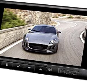 Voyager VOM74MM Rearview Mirror Monitor, 7inch TFT LCD Display w/ Highly-reflective Glass Surface Serving as When Back-Up Camera is not Active, 3 Inputs, Built-In Speaker (Renewed) Black