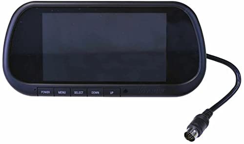 Voyager VOM74MM Rearview Mirror Monitor, 7inch TFT LCD Display w/ Highly-reflective Glass Surface Serving as When Back-Up Camera is not Active, 3 Inputs, Built-In Speaker (Renewed) Black