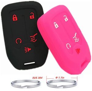 kawihen silicone key fob cover compatible with for 2017 2018 2019 2020 chevrolet chevy silverado suburban tahoe gmc acadia sierra terrain yukon hyq1aa 1551a-aa 13508275a 13584502(5 buttons)