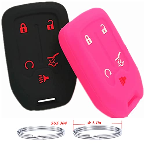 KAWIHEN Silicone Key Fob Cover Compatible with for 2017 2018 2019 2020 Chevrolet Chevy Silverado Suburban Tahoe GMC Acadia Sierra Terrain Yukon HYQ1AA 1551A-AA 13508275A 13584502(5 Buttons)