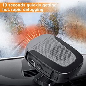 WAMTHUS Portable Car Heater, 12V 150W Car Fan with Air Purification 2 in 1 Fast Heating & Cooling Function Plug in Cigarette Lighter Car Defroster(Grey)