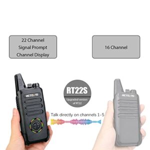 Retevis RT22S 2 Way Radios Rechargeable Walkie Talkies with Headset Long Range Channel Display Lock Emergency Alarm Signal Prompt VOX, Two Way Radios for Family Event Skiing Gift Stores (4 Pack)