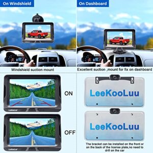 LeeKooLuu Wireless Backup Camera 5 Inch Rear View Monitor Kit HD 1080P Bluetooth Reverse Cameras for Truck Car Van Camper Two Channels Waterproof Night Vision DIY Parking Guide Lines LK2