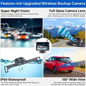 LeeKooLuu Wireless Backup Camera 5 Inch Rear View Monitor Kit HD 1080P Bluetooth Reverse Cameras for Truck Car Van Camper Two Channels Waterproof Night Vision DIY Parking Guide Lines LK2