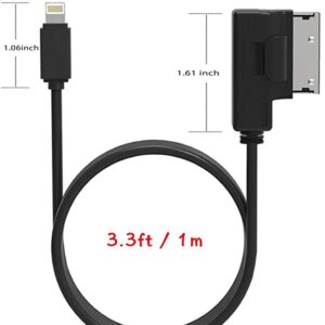 Car Audio Charging Adapter Cord Compatible with Apple iPhone 11 Xs Max XR X 8 7 6 for Audi A1/A3/A4L/A5/A6L/A8/Q3/Q5/Q7/TT, Music Charging 2-in-1 Conversion Cable