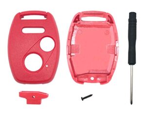 replacement key fob shell fit for honda accord crosstour civic odyssey cr-v cr-z fit 3 buttons keyless entry remote case car key housing (red)