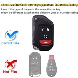 RFSRZ for Jeep Key Fob Cover Soft Full Protection Key Shell Case for 2018 2019 2020 2021 Wrangler JL Gladiator Remote with Silicone Key Holder (Black)