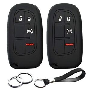 2pcs compatible with ram smart 4 buttons silicone fob key case cover protector keyless remote holder for 2013-2019 ram 1500 2500 3500 4000 4500 5500 1500 classic, 2014-2019 jeep cherokee gq4-54t