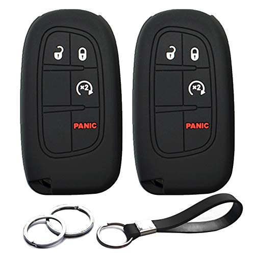 2pcs Compatible with Ram Smart 4 Buttons Silicone FOB Key Case Cover Protector Keyless Remote Holder for 2013-2019 Ram 1500 2500 3500 4000 4500 5500 1500 Classic, 2014-2019 Jeep Cherokee GQ4-54T