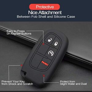 2pcs Compatible with Ram Smart 4 Buttons Silicone FOB Key Case Cover Protector Keyless Remote Holder for 2013-2019 Ram 1500 2500 3500 4000 4500 5500 1500 Classic, 2014-2019 Jeep Cherokee GQ4-54T