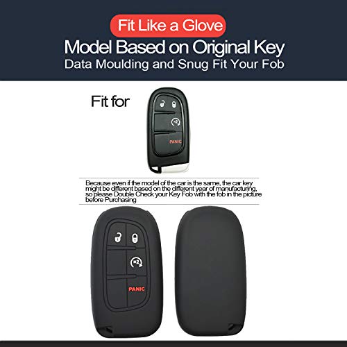 2pcs Compatible with Ram Smart 4 Buttons Silicone FOB Key Case Cover Protector Keyless Remote Holder for 2013-2019 Ram 1500 2500 3500 4000 4500 5500 1500 Classic, 2014-2019 Jeep Cherokee GQ4-54T