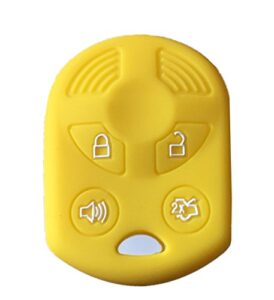 kawihen silicone key fob cover compatible with ford lincoln mercury 4 buttons oucd6000022 164-r8046 164-r7040 cwtwb1u722 (yellow)
