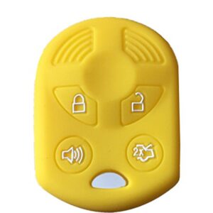 KAWIHEN Silicone Key Fob Cover Compatible with Ford Lincoln Mercury 4 buttons OUCD6000022 164-R8046 164-R7040 CWTWB1U722 (Yellow)