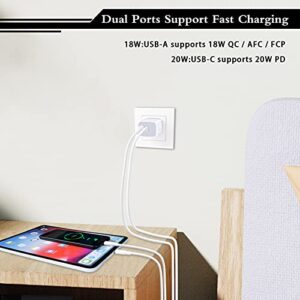 20W Fast USB C Charger,Dual Port PD 3.0 Type C Wall Charger Plug Quick Charging Block for Samsung Galaxy S23 S23+ S22 Ultra S21 S20 Plus A14,iPhone 14 Plus 13 12 11 Pro Max,SE,8 7 6 Plus,Pixel 7 6 6a