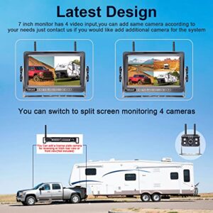 DoHonest RV Backup Camera Wireless HD 1080P 2 Infrared Night Vision Bluetooth Rear View Cam 7‘’ DVR Touch Key Monitor Kit Adapter for Furrion Pre-Wired RV Trailer Truck Camper Van 4 Channels V23