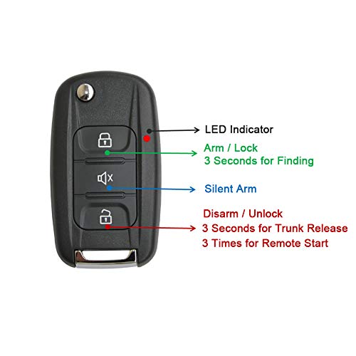 BANVIE Car Alarm System with Remote Start kit & Push to Engine Start Stop Button