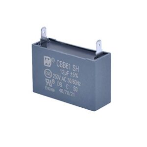 CBB61 Fan Capacitor 12uf 250VAC 50/60Hz Black Metallized Polypropylene Capacitor 50/60Hz (2 Pack)