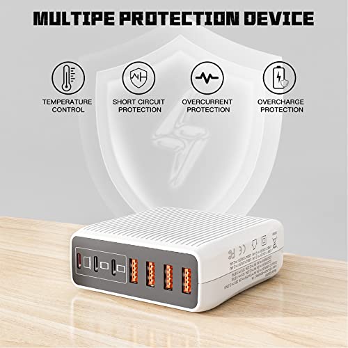 USB C Charger, 150W 7 Port USB C Charging Station 3 USB C and 4 USB A Portable USB C Wall Charger Laptop Power PD Adpter Fast Charger for with iPhone 14 Pro Max, MacBook, iPad Pro, Samsung, Google ect