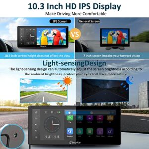 Carpuride W103 2023 Newest 10.3 Inch Full HD Touch Screen Portable Wireless Apple Carplay Android Auto,Mirror Link/Siri/Google/FM,Dashboard Mounted