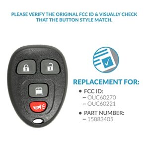 Keyless2Go Replacement for 4 Button Replacement Remote for GM OUC60270 15883405