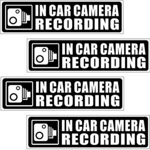 (4 pack) 5.3″x1.35″ – in car camera recording – vehicle car truck video dash cam on board bumper window safety security caution warning adhesive vinyl decal label sticker