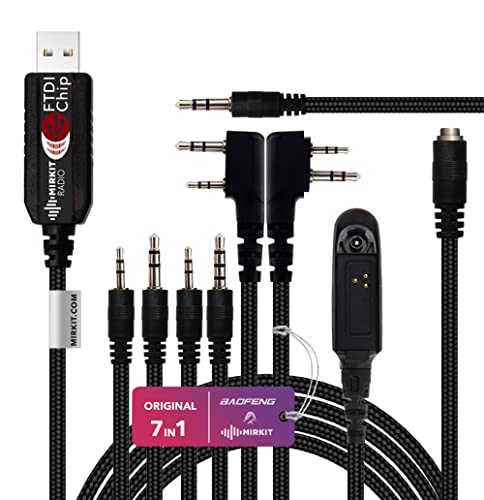 MIRKIT FTDI USB Baofeng Programming Cable 7 in 1 Compatible with Ham Radios: Baofeng UV-5R, UV-82, Baofeng BF888S, UV-9R, Baofeng BF-F8HP, Kenwood, UV-5R MK2/3/4/5, Motorola, Wouxun, Btech