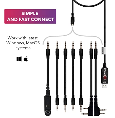 MIRKIT FTDI USB Baofeng Programming Cable 7 in 1 Compatible with Ham Radios: Baofeng UV-5R, UV-82, Baofeng BF888S, UV-9R, Baofeng BF-F8HP, Kenwood, UV-5R MK2/3/4/5, Motorola, Wouxun, Btech